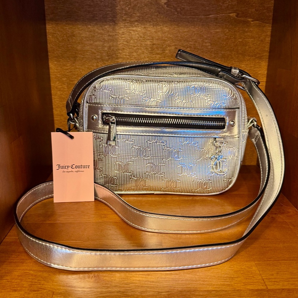 Juicy Couture Silver Crossbody Bag with Adjustable Strap